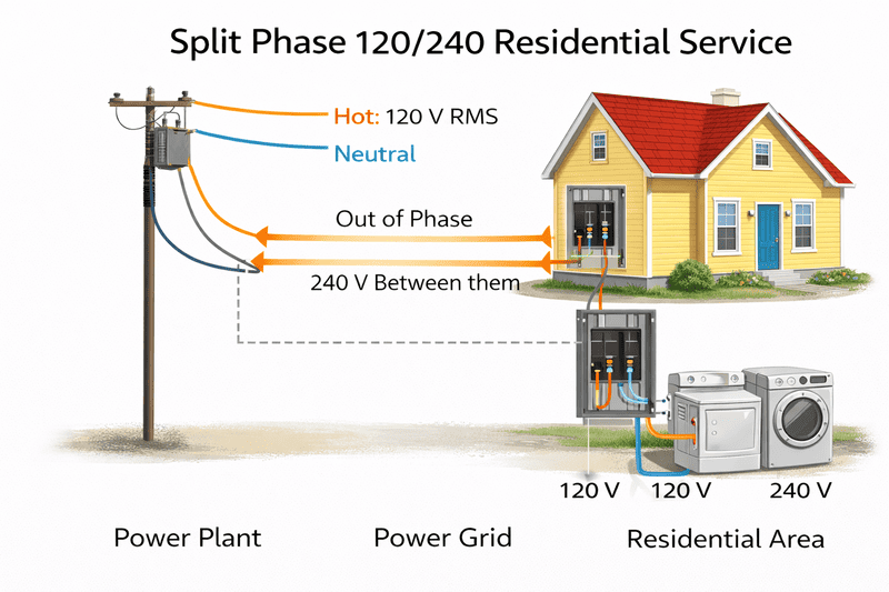 split phase 120 240 residential service